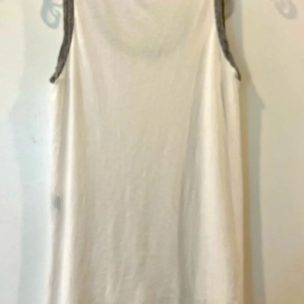 Splendid XS White Hi-Lo Women Tank Top With Gray Trim. Actress Wore On TV Show! - Picture 6 of 8